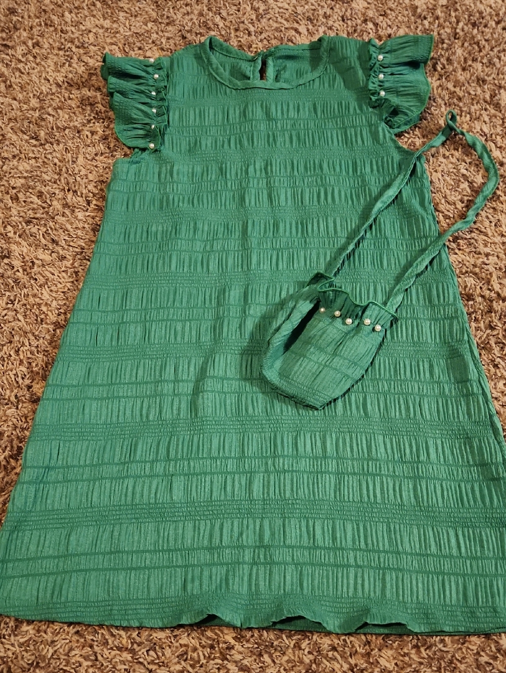 Flutter Sleeve Dress with Matching Bag
